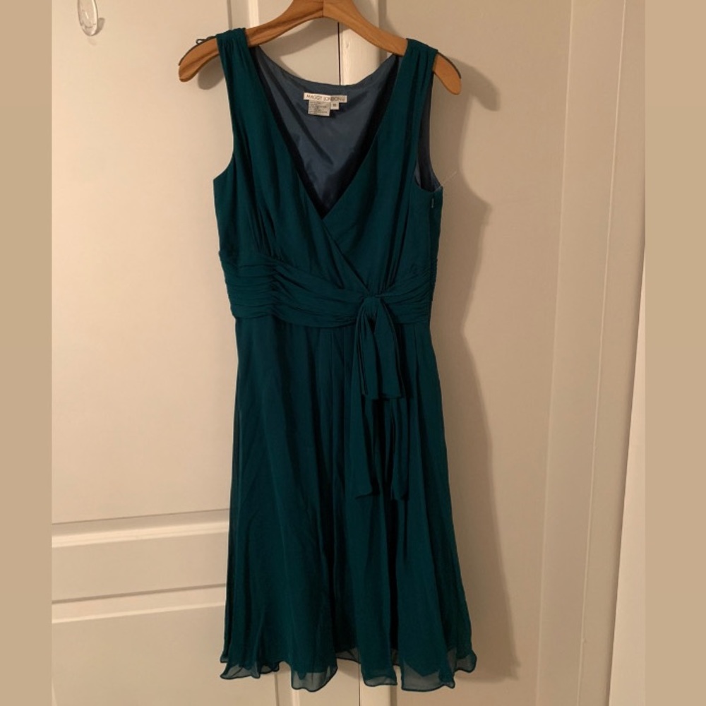Adorable Teal Maggy London Silk Dress